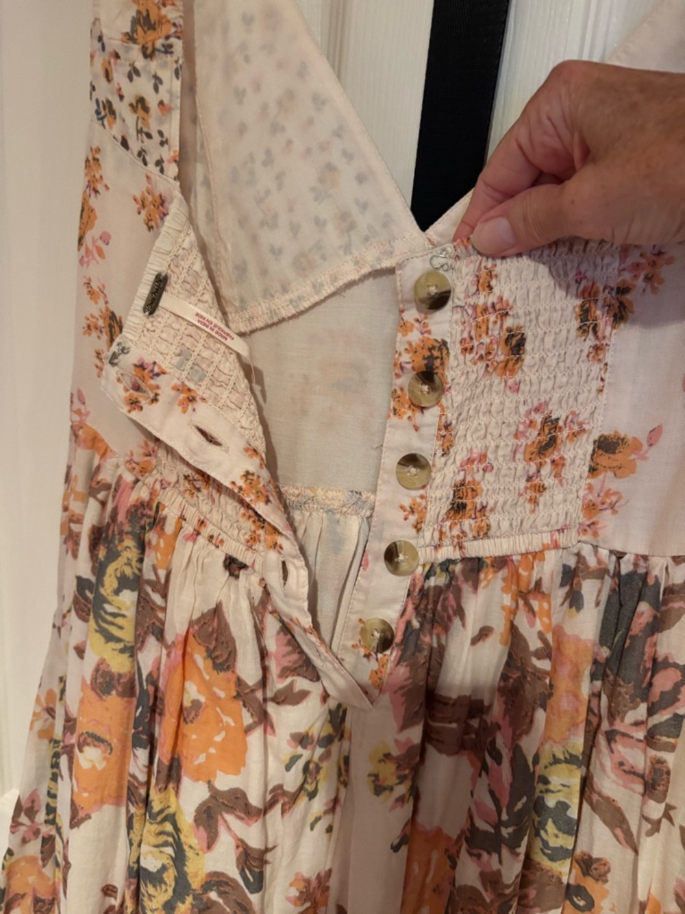 Free People Cream Maxi Dress with Orange, Brown and Yellow Floral Print - Picture 7 of 16